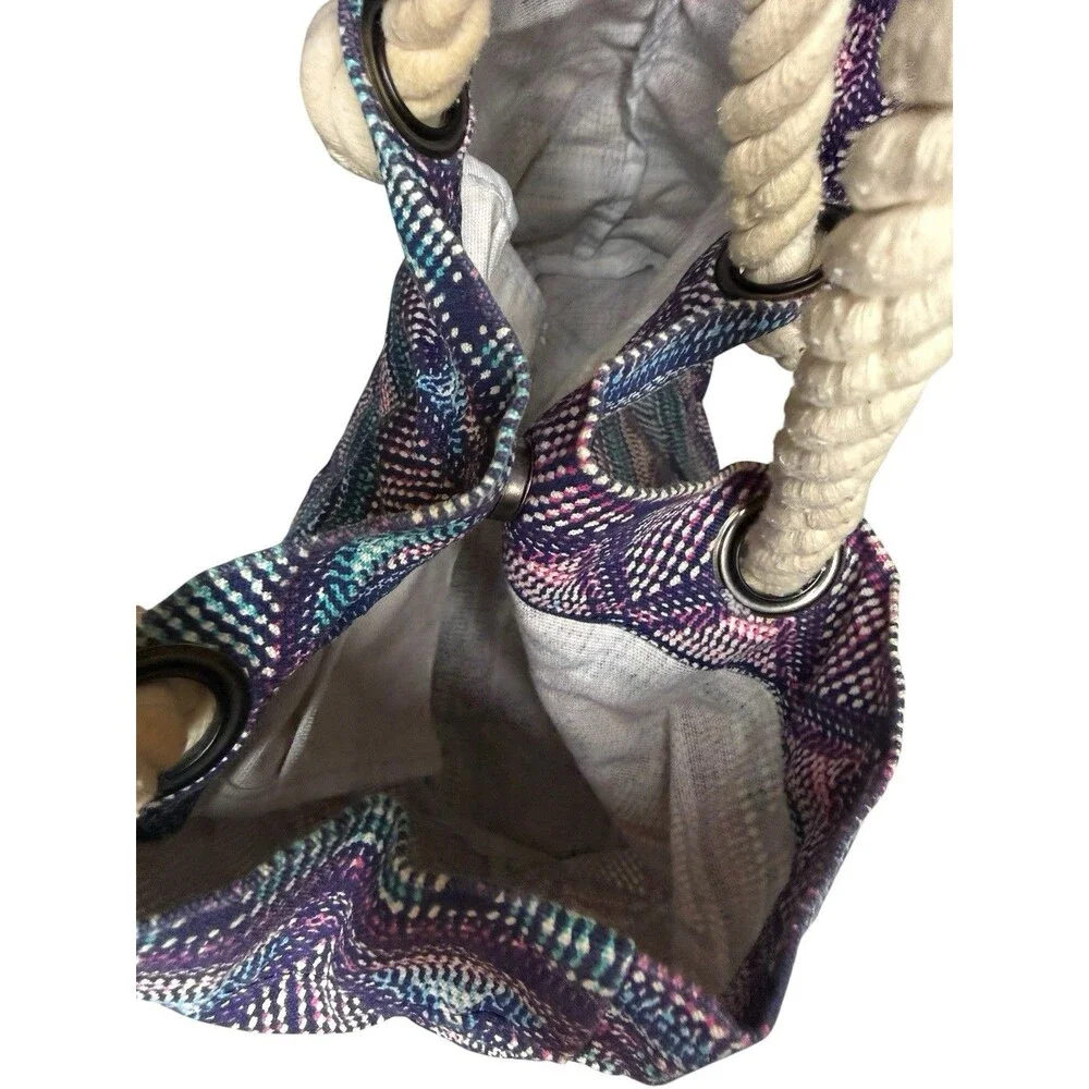 American Eagle Canvas Tote Bag Southwestern Aztec Rope Handles